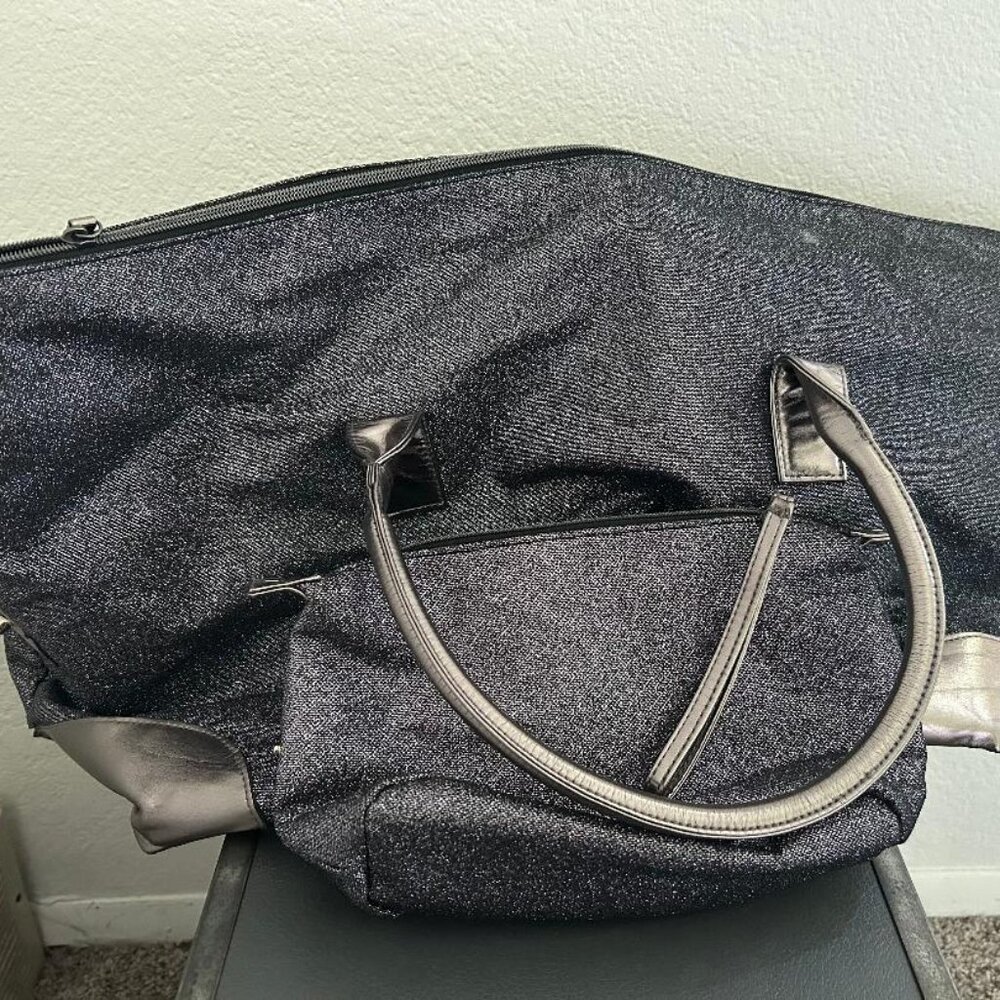 Dark Gray Glittery Large Overnight Bag with small matching clutch